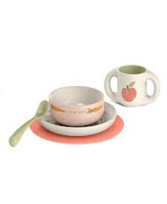 SUAVINEX GO NATURAL SET SVEZZAMENTO GIRL +6 MESI PIATTO PIANO + SCODELLA + TAZZA + CUCCHIAIO + TOVAGLIETTA - farmacia015