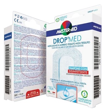 MEDICAZIONE COMPRESSA AUTOADESIVA DERMOATTIVA IPOALLERGENICA AERATA MASTER-AID DROP MED 10X6 5 PEZZI - farmacia015