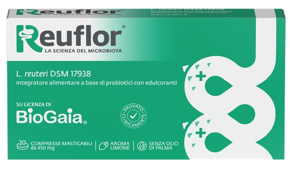 REUFLOR 20 COMPRESSE MASTICABILI AROMA LIMONE - farmacia015