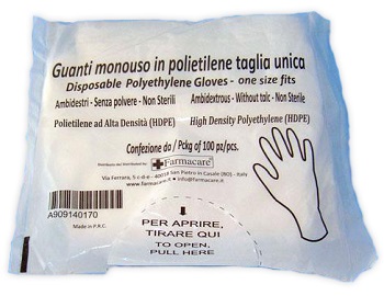 GUANTO MONOUSO IN PVC MISURA UNICA 100 PEZZI - farmacia015