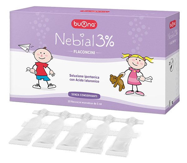 NEBIAL FLACONCINI SOLUZIONE SALINA IPERTONICA DI SODIO CLORURO AL 3% CON ACIDO IALURONICO 20X5 ML - farmacia015