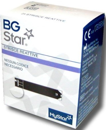 STRISCE REATTIVE MISURAZIONE GLICEMIA BGSTAR MYSTAR 25 PEZZI - farmacia015