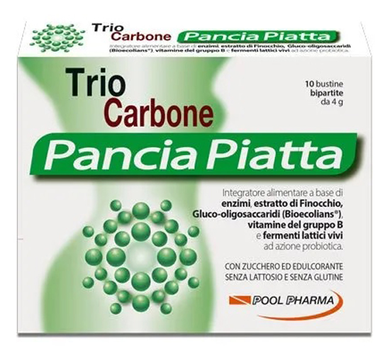 TRIOCARBONE PANCIA PIATTA 10 BUSTINE BIPARTITE 4 G - farmacia015