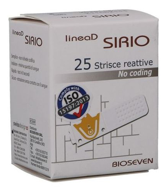 STRISCE MISURAZIONE GLICEMIA LINEA D SIRIO 25 PEZZI - farmacia015