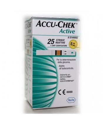 STRISCE MISURAZIONE GLICEMIA ACCU-CHEK ACTIVE STRIPS 25 PEZZI INF RETAIL - farmacia015