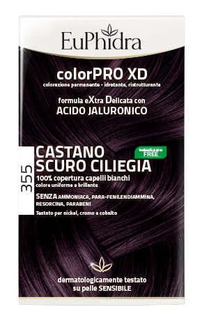 EUPHIDRA COLORPRO XD 355 CASTANO SCURO CILIEGIA GEL COLORANTE CAPELLI IN FLACONE + ATTIVANTE + BALSAMO + GUANTI - farmacia015