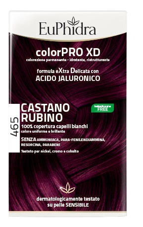 EUPHIDRA COLORPRO XD 465 CAST RUBINO GEL COLORANTE CAPELLI IN FLACONE + ATTIVANTE + BALSAMO + GUANTI - farmacia015