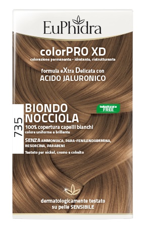 EUPHIDRA COLORPRO XD 735 BIONDO NOCCIOLA GEL COLORANTE CAPELLI IN FLACONE + ATTIVANTE + BALSAMO + GUANTI - farmacia015