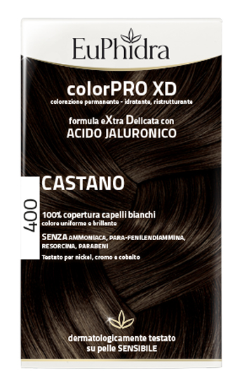 EUPHIDRA COLORPRO XD 400 CASTANO GEL COLORANTE CAPELLI IN FLACONE + ATTIVANTE + BALSAMO + GUANTI - farmacia015