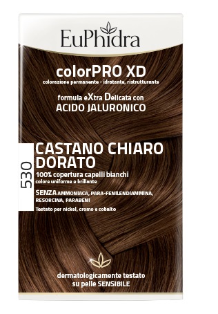EUPHIDRA COLORPRO XD 530 CASTANO CHIARO DORATO GEL COLORANTE CAPELLI IN FLACONE + ATTIVANTE + BALSAMO + GUANTI - farmacia015