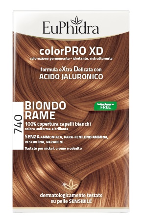 EUPHIDRA COLORPRO XD 740 BIONDO RAME GEL COLORANTE CAPELLI IN FLACONE + ATTIVANTE + BALSAMO + GUANTI - farmacia015