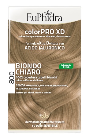 EUPHIDRA COLORPRO XD 800 BIONDO CHIARO GEL COLORANTE CAPELLI IN FLACONE + ATTIVANTE + BALSAMO + GUANTI - farmacia015