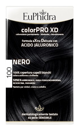 EUPHIDRA COLORPRO XD 100 NERO GEL COLORANTE CAPELLI IN FLACONE + ATTIVANTE + BALSAMO + GUANTI - farmacia015