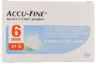AGO PER PENNA DA INSULINA ACCU-FINE PEN NEEDLE ACCU-CHEK GAUGE 31 X 6MM 100 PEZZI - farmacia015