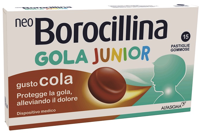NEOBOROCILLINA GOLA JUNIOR 15 PASTIGLIE GUSTO COLA - farmacia015
