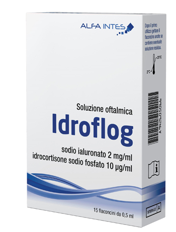 SOLUZIONE OFTALMICA IDROFLOG A BASE DI IALURONATO DI SODIO E IDROCORTISONE SODIO FOSFATO 15 FLACONCINI DA 0,5 ML - farmacia015
