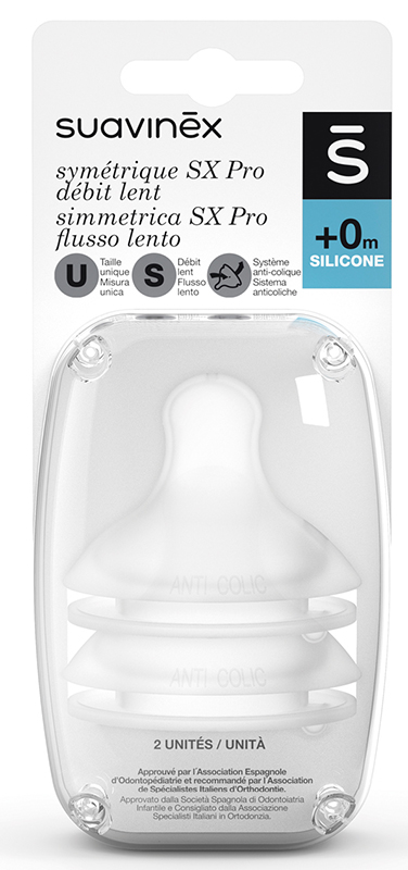 SUAVINEX SX PRO TETTARELLA IN SILICONE FISIOLOGICA PER BIBERON S 2 PEZZI - farmacia015