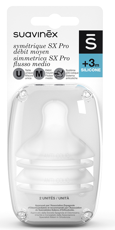 SUAVINEX SX PRO TETTARELLA IN SILICONE FISIOLOGICA PER BIBERON M 2 PEZZI - farmacia015