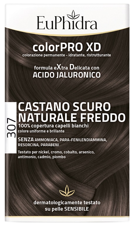 EUPHIDRA COLORPRO XD 307 CASTANO SCU NATURALE F COLORE + ATTIVANTE + BALSAMO + CUFFIA + GUANTI - farmacia015