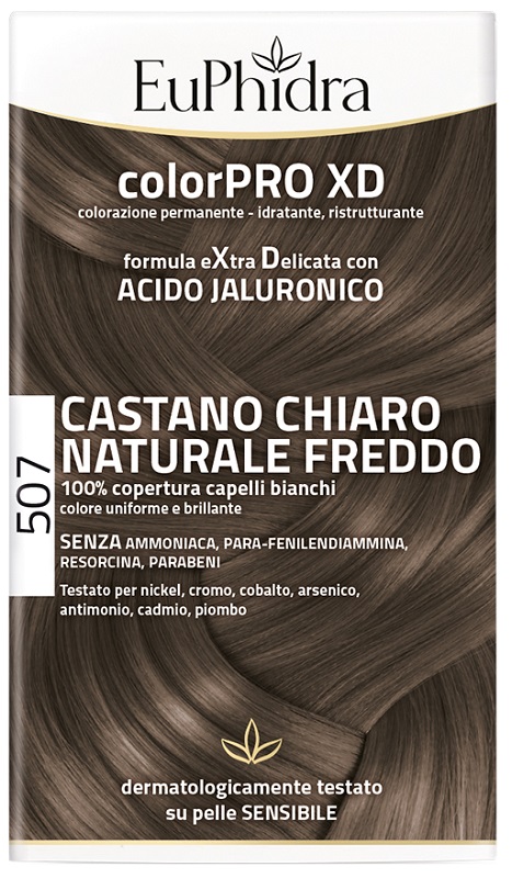 EUPHIDRA COLORPRO XD 507 CASTANO CHIARO NATURALE F COLORE + ATTIVANTE + BALSAMO + CUFFIA + GUANTI - farmacia015
