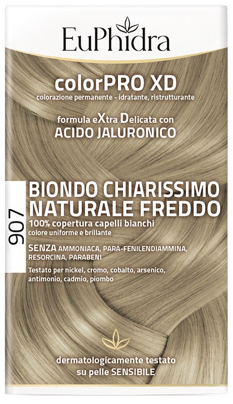 EUPHIDRA COLORPRO XD 907 BIONDO CHIARO MOGANO NATURALE F COLORE + ATTIVANTE + BALSAMO + CUFFIA + GUANTI - farmacia015
