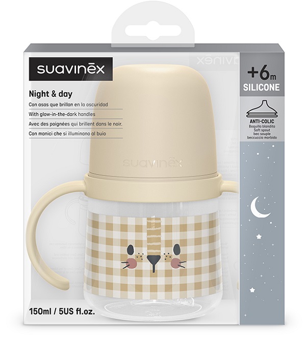 SUAVINEX NIGHT & DAY BIBERON ANTIGOCCIA CON MANICI DA 150ML LEONE +4 MESI - farmacia015