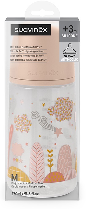 SUAVINEX DREAMS BIBERON SILICONE DA 270ML SX PRO ROSA CHIARO - farmacia015