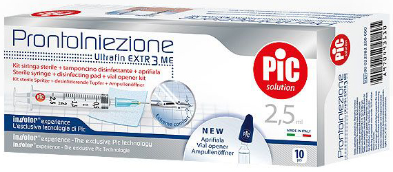 SIRINGA PIC SOLUTION PRONTO INIEZIONE 2,5 ML AGO GAUGE 23 1 1/4 10 PEZZI - farmacia015