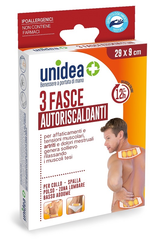 FASCIA RISCALDANTE UNIDEA 29X9 CM 3 PEZZI - farmacia015