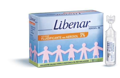 SOLUZIONE SALINA IPERTONICA 3% LIBENAR PER INALAZIONE CON AEROSOL 18 FLACONCINI MONOUSO X 4ML - farmacia015