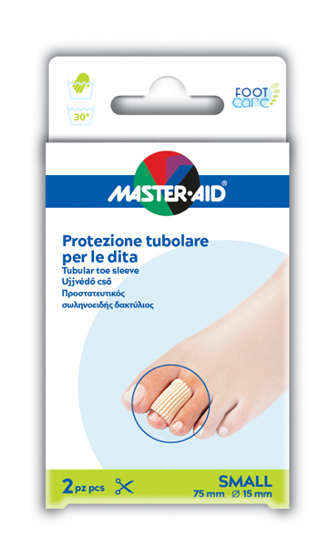 PROTEZIONE TUBOLARE IN GEL MASTER-AID FOOTCARE ELASTICIZZATO SMALL 7,5 CM 15 MM 2 PEZZI C4 - farmacia015