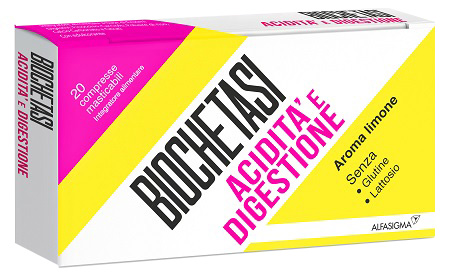 BIOCHETASI ACIDITA' E DIGESTIONE 20 COMPRESSE MASTICABILI AROMA LIMONE - farmacia015