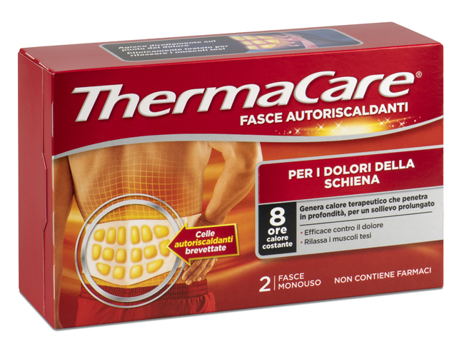 FASCIA AUTORISCALDANTE A CALORE TERAPEUTICO THERMACARE SCHIENA 2 PEZZI - farmacia015