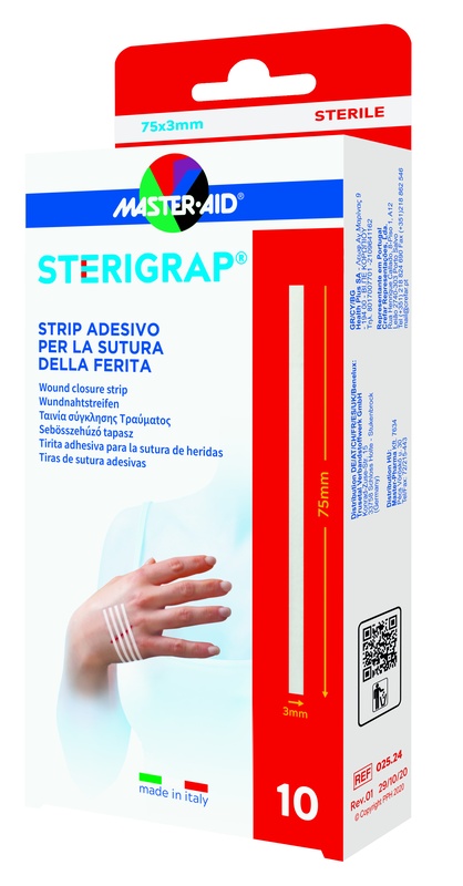 MASTER-AID STERIGRAP STRIP ADESIVO SUTURA FERITE 75X3 MM 10 PEZZI - farmacia015