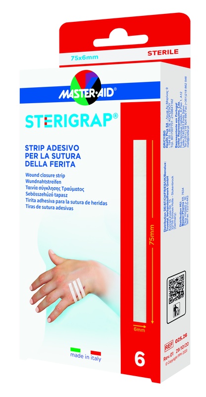 MASTER-AID STERIGRAP STRIP ADESIVO SUTURA FERITE 75X6 MM 6 PEZZI - farmacia015