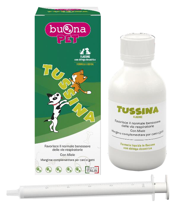 TUSSINA FLACONE CANI E GATTI CON SIRINGA DOSATRICE 100 G BUONAPET - farmacia015