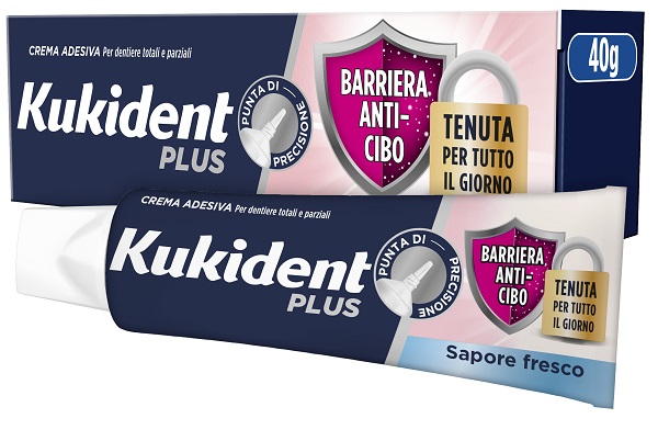 KUKIDENT PLUS BARRIERA ANTI-CIBO FRESCO CREMA ADESIVA DENTIERE 40 G - farmacia015