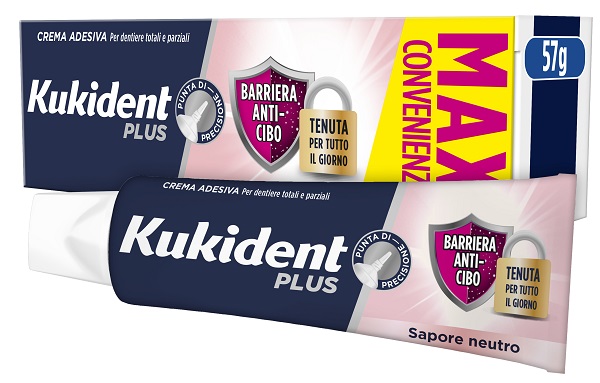 KUKIDENT PLUS BARRIERA ANTI-CIBO NEUTRO CREMA ADESIVA DENTIERE 57 G - farmacia015