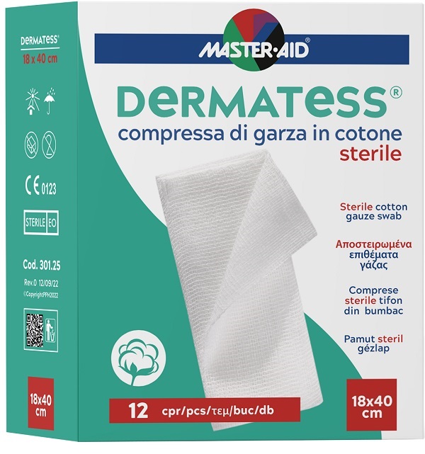 GARZA IDROFILA DERMATESS COTONE 18X40 12 PEZZI - farmacia015