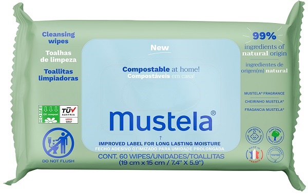 MUSTELA SALVIETTE COMPOSTABILI PROFUMATE 60 PEZZI - farmacia015